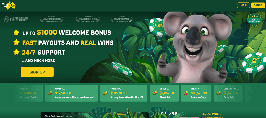 Fair Go Casino offers a substantial introductory package